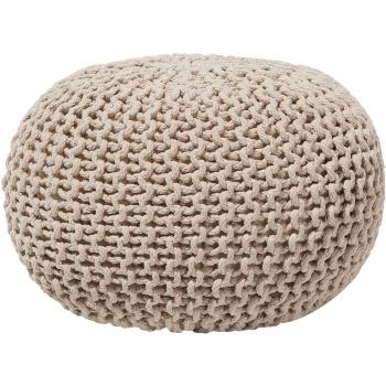 Beige Baumwoll-Pouf Rund 40 cm für modernes Wohnen