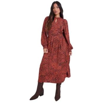 Petite Orange Blouson Midi Dress – Dorothy Perkins Keyhole Detail (Size 12)