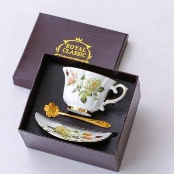 Königliches Porzellan-Teeservice – Weiß-Rosen Keramik, Set für Kaffee & Tee