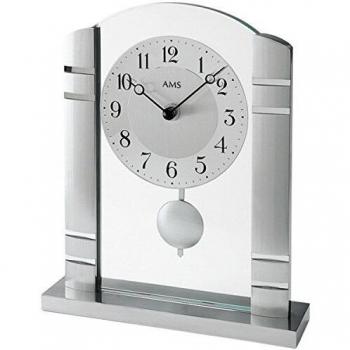 Silberfarbene Pendeltischuhr AMS 1118