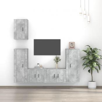 Set Mobili Porta TV 5 pz Grigio Cemento Legno Multistrato