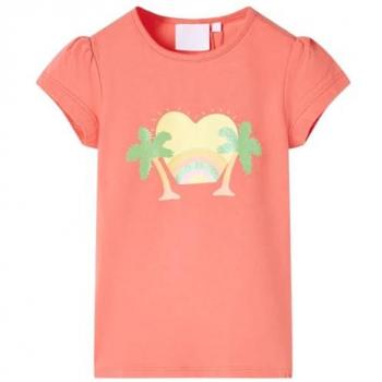Camiseta infantil color coral con diseño 116