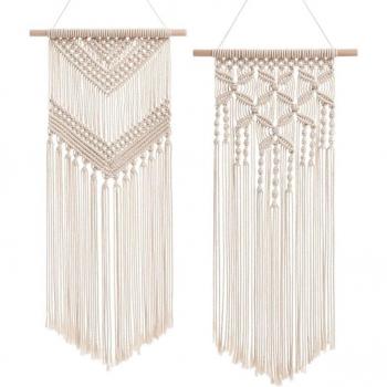 Decoración chic de macramé para pared, 2 unidades, ideal para galerías
