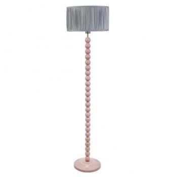 Chic Bobbins Rose Floor Lamp with Pleated Drum Shade and Energy-Efficient LED Bulb