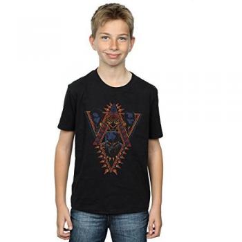 T-shirt Marvel Noir avec Têtes de Panthère Noire pour Garçon
