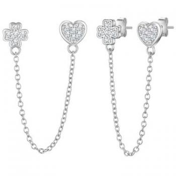 Glanzstücke München – Elegante Herz‑Kleeblatt‑Ohrstecker aus Sterling Silber, 1 ct