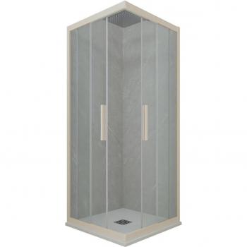 Mampara de ducha deslizante 90x110 cm champán vidrio claro