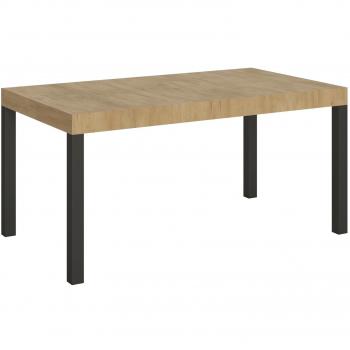 Table extensible 90 × 160 cm « Everyday » – chêne brut, charpente anthracite