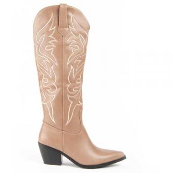 Bota Cowboy Beige 100688 pour Femme