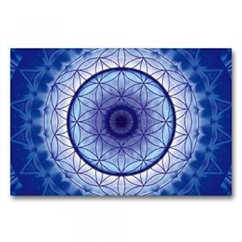 Premium Leinwanddruck “Mandala Blume des Lebens” (Blaue Farbe), 90 × 60 cm, CALVENDO & Christine Bässler