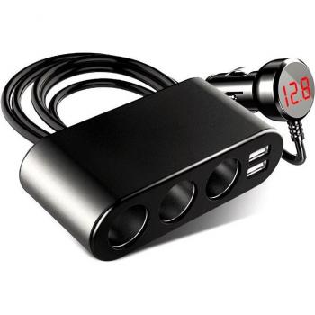 Chargeur de voiture intelligent avec 3 prises et USB