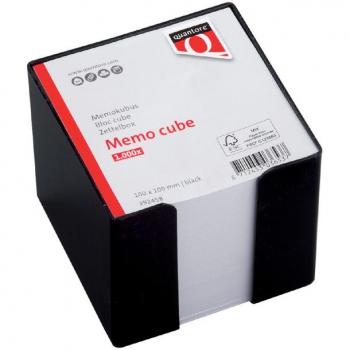 Quantore, Haftnotizblock, Zettelbox schwarz mit 900 Blättern (10 x 10 x 10 cm)