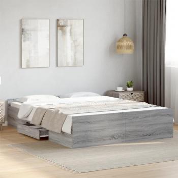 VidaXL Grey Sonoma Bed Frame with Drawers 160x200 cm