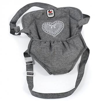Kinder‑Trage 2000 – Puppe, Bauch, Jeans Grau
