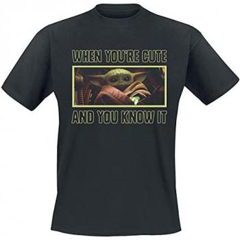 T‑shirt Star Wars Mandalorian – “Cute and Knows It” Noir XL – Edition Homme