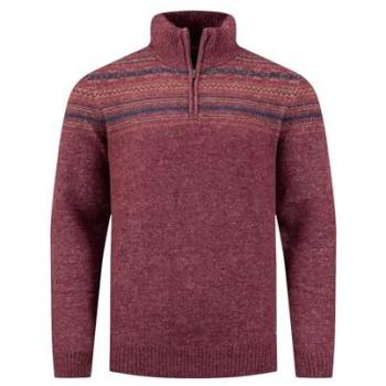 Crimson Fair Isle Quarter-Zip Pullover – Men’s 4XL