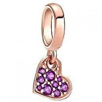 Charm Colgante Pandora Rose Corazón Inclinado Pavé Morado 789404C03