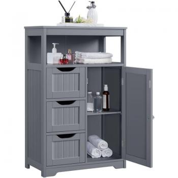 Credenza Mobile da Terra per Bagno in Grigio Scuro – Yaheetech