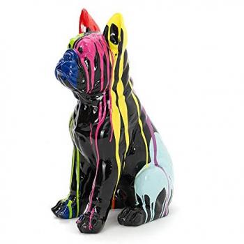 Tête de Bulldog Yuki Trash Noir-Multi – 82 cm, Résine