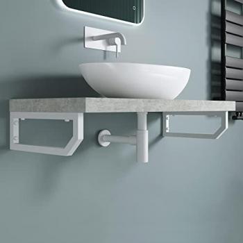 Staffa parete bianca in acciaio inox – set 2 unità, dimensione 400x150 mm