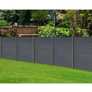 Corinto WPC Recinzione Grigia Legno – 185 cm x 180 cm (10 pannelli)