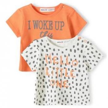MINOTI Kinder‑T-Shirt Pack 2 Stück – Weiß / Orange – 0‑12 Monat