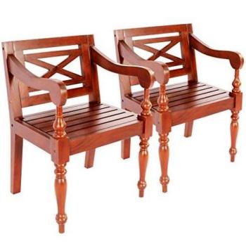 Fauteuil Terrasse en Bois d'Acajou Massif Marron Foncé