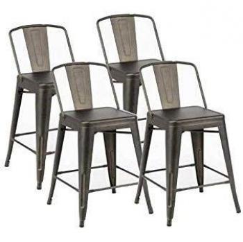 Lot 4 Chaises de Bar BILOU – Gris Antique
