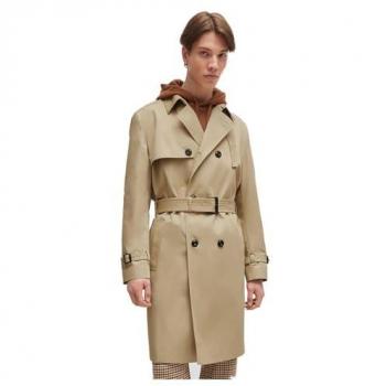 Hugo Herren Wasserabweisender Trenchcoat Maluks2341 Beige Regular Fit 48