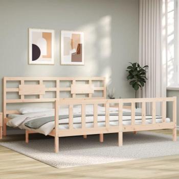 Cama con Cabecero de Madera Maciza