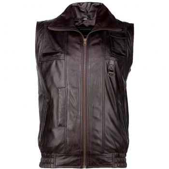 Herren Lederweste JCC BigVest2 – Dunkles Braun – Ø48