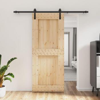 VidaXL Solid Wood Pine Sliding Door with Hardware Set 85x210 cm