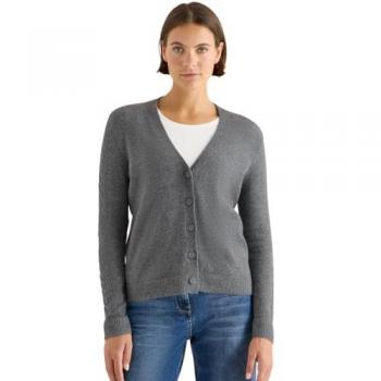 Cecil Cardigan „Strickdetail“ – Damen, flint grey melange, 3XL, casual, V‑Ausschnitt