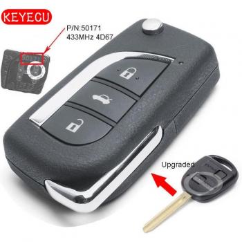 Keyecu 433MHz Flip Remote Key Fob with 4D67 Chip for Toyota Prado 120