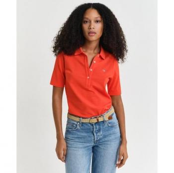 GANT Pique Poloshirt für Damen in Orange Rot