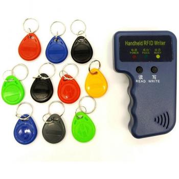 125KHz RFID Copier Programmer with EM4305 T5577, 10 Keys, 10 Rewritable ID Keyfobs Tags Card