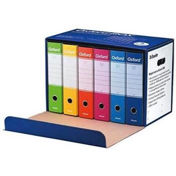 Conf 6 Registratori OXFORD G85 color MIX dorso 8 cm f.to protocollo ESSELTE