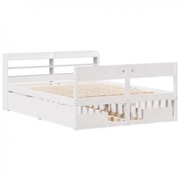 White Small Double Bed Frame 120x190 cm Solid Wood Pine vidaXL
