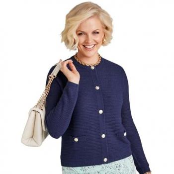 Amber Women's Military Button Cardigan – Navy (Size 24‑26)