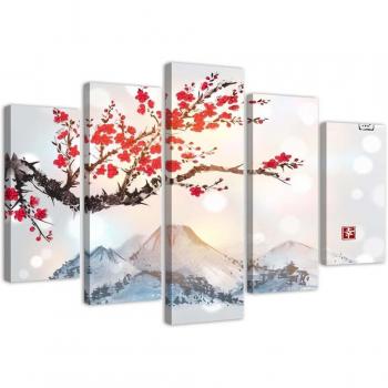 Set de lienzos cinco piezas Flor de Sakura 100x70