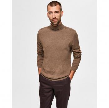 Pull col roulé Selected Teak Coton Pima