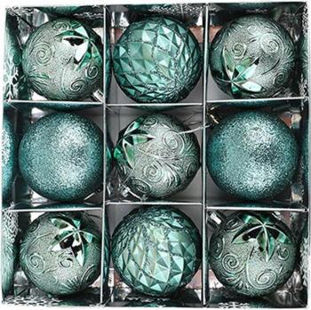 6cm/9Pcs Glittery Christmas Tree Ornaments