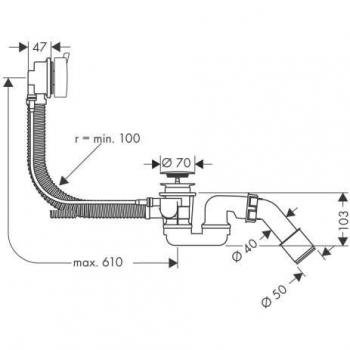 Axor Sifone FLEXAPLUS S Connettore Overflow 1 ½” per Vasche Standard