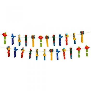 Set per bambini con mollette in legno colorato e forme di animali, Legler (età consigliata: a partire da 3 anni, set da 24 pezzi)