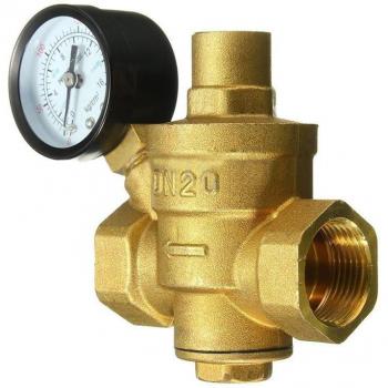 3/4 Inch DN20 Brass Water Pressure Regulator with Pressure Gauge