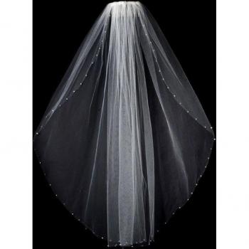 Beaded Ivory Wedding Veil with Comb
