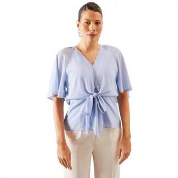 Women’s Wallis Pale Blue Office Tie‑Blouse