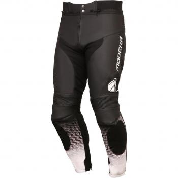 Pantalon en Cuir de Moto Modeka Yron Noir Blanc 50