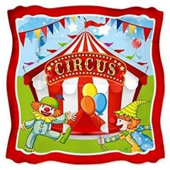 Festa Circo: Piatti Quadrati 24 cm in Cartoncino – 8 unici
