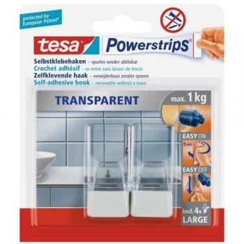 Powerstrips Gancio adesivo grande trasparente bianco 2 pz